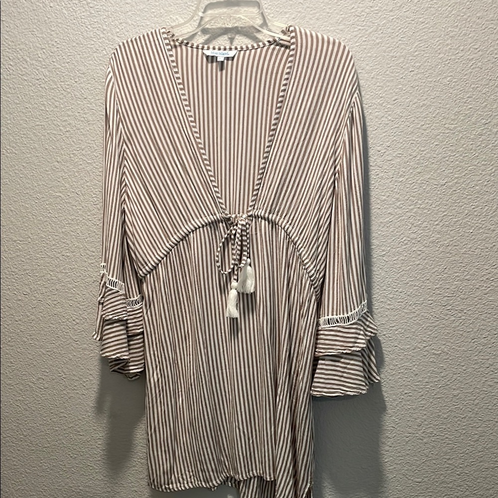 Blue Island Striped Coverup Large